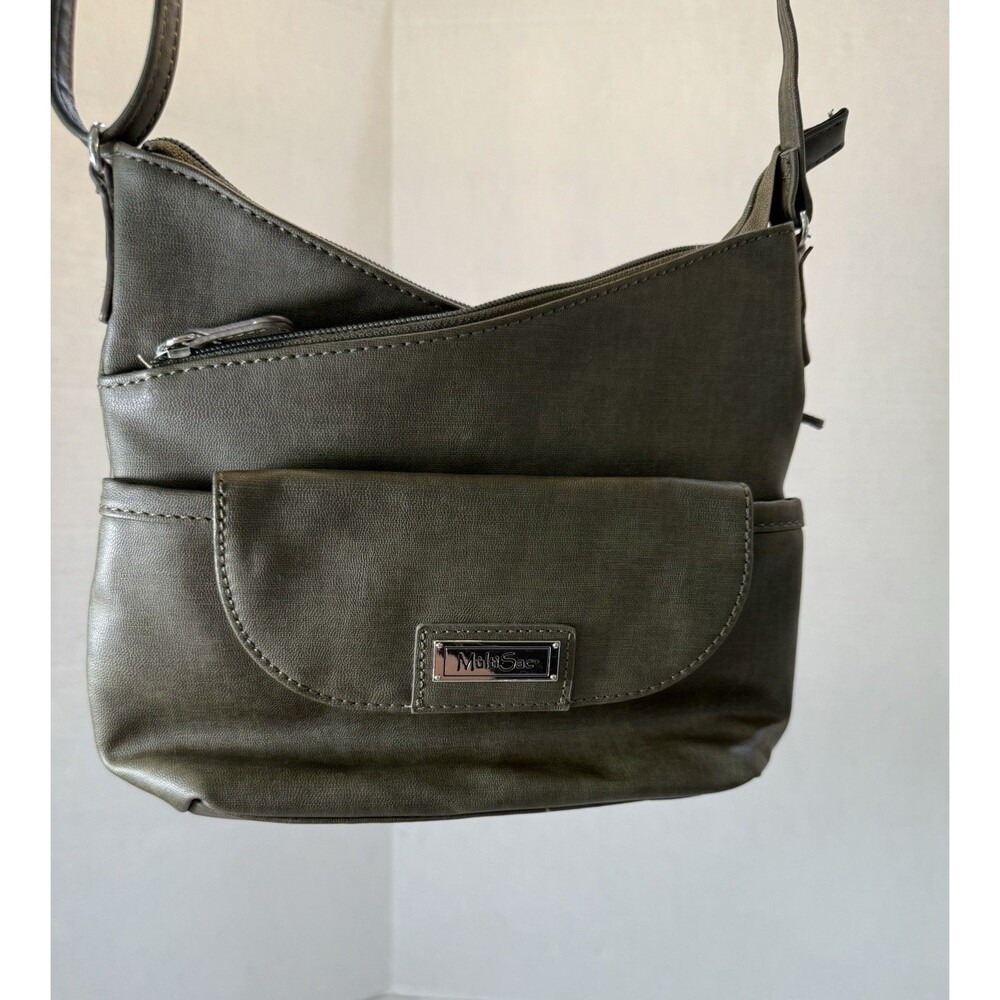 MultiSac Vista Adjustable Crossbody Shoulder Strap Vegan Leather Olive Green